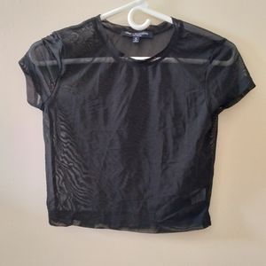 One Love mesh see through crop top tshirt small